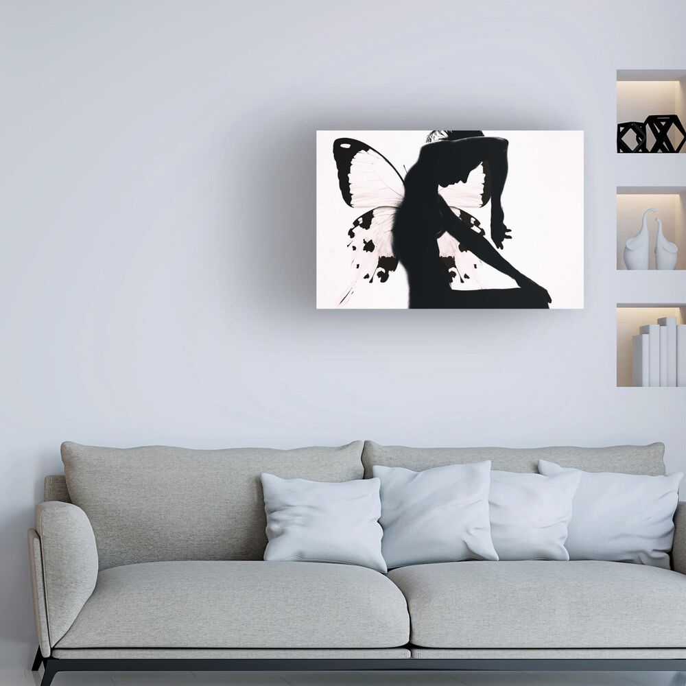 Timberlake Therese Blom &#39;Butterfly Woman&#39; 22&quot; x 32&quot; Canvas Art in White/Black/Grey, , large