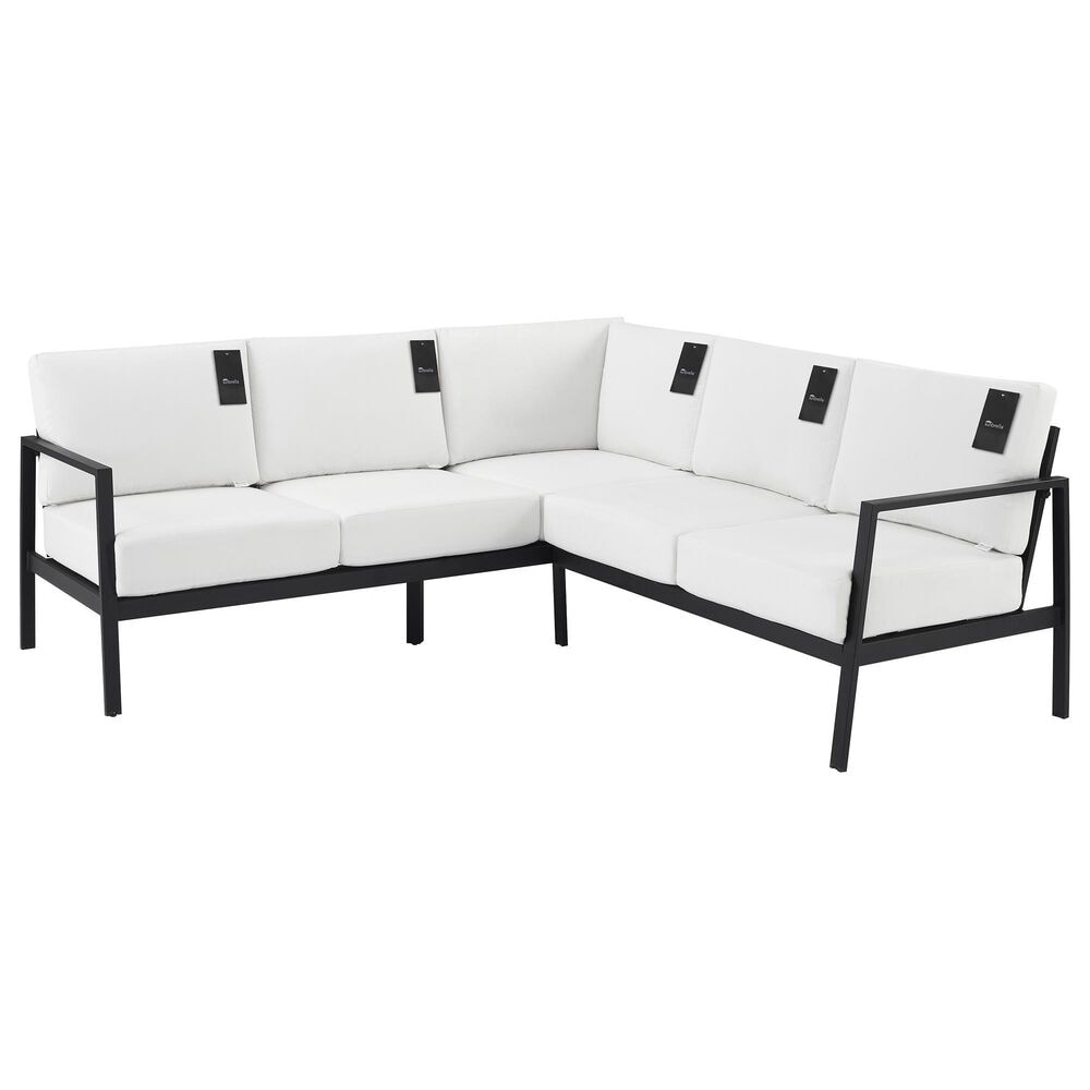Linon Home Decor Holland 2-Piece Outdoor Sectional Sofa with White Upholstery in Black, , large
