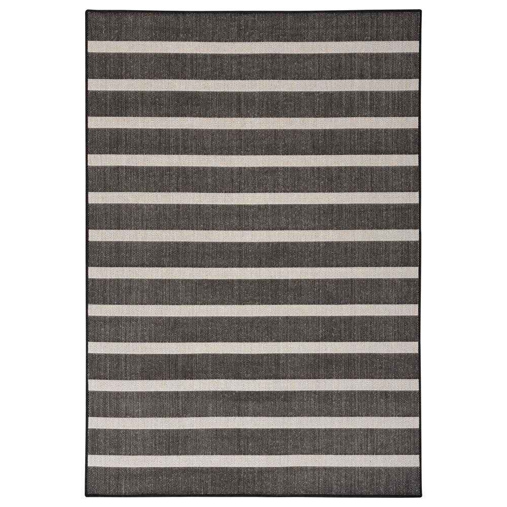 Nourison Positano POS03 Black and Ivory 9" x 12" Indoor/Outdoor Area Rug, , large