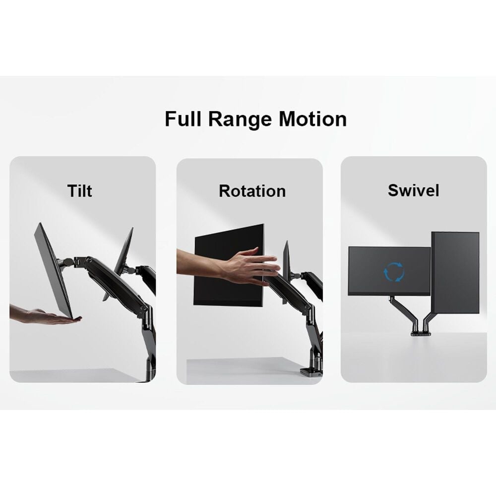 ErgoAV Motion Desk Mount for Dual Monitors in Black, , large