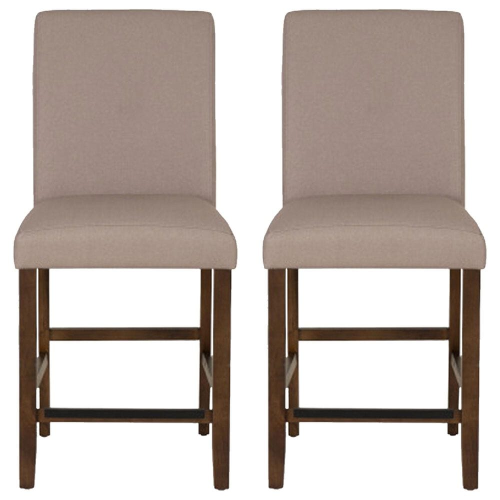 Linon Home Decor Spiva Counter Stool with Tan Cushion in Brown (Set of 2), , large