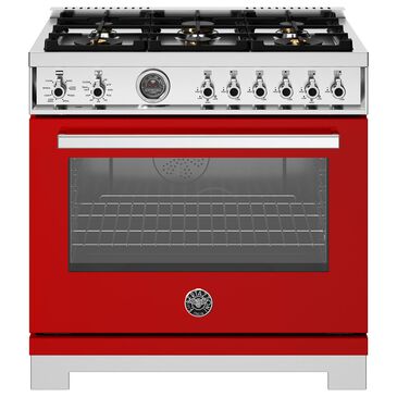 Bertazzoni Professional 5.7 Cu. Ft. Freestanding Dual Fuel Range in Rosso, , large