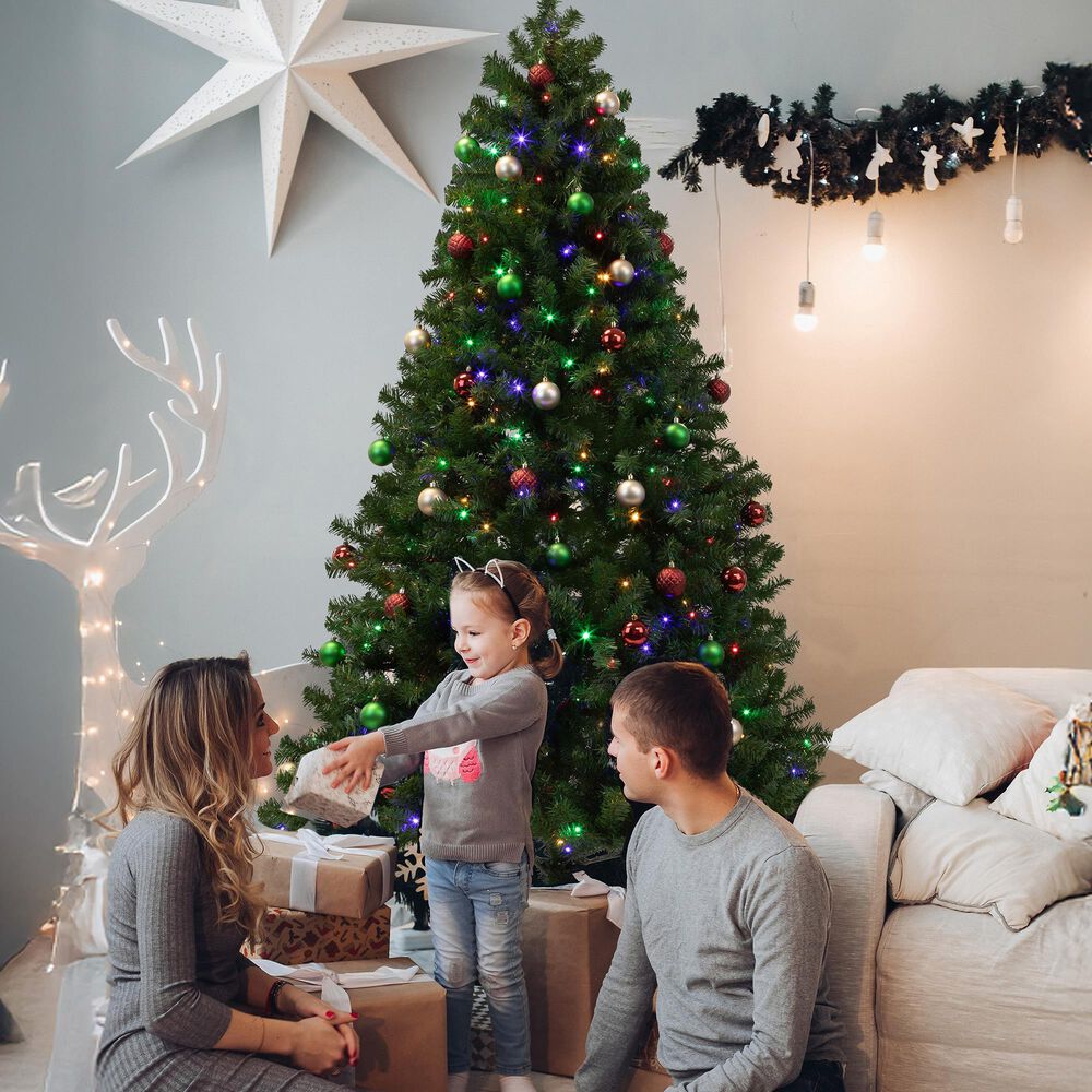 Timberlake 7.5 ft Artificial Christmas Tree with 450 LED Lights in Green, , large