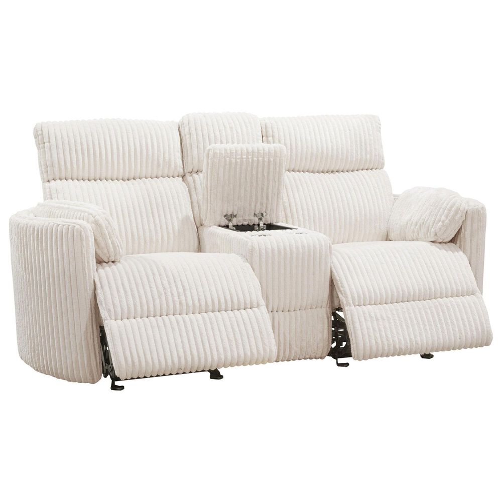 Simeon Collection Power Glider Reclining Console Loveseat in Mega Ivory, , large