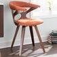 LumiSource Gardenia Swivel Arm Chair with Orange Upholstered in Walnut, , large