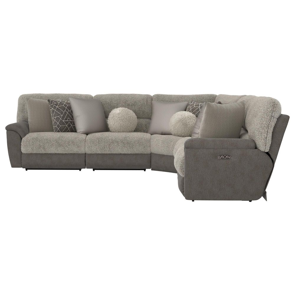 Catnapper Rendezvous 5-Piece Power Reclining Symmetrical Sectional in Slate and Fawn, , large