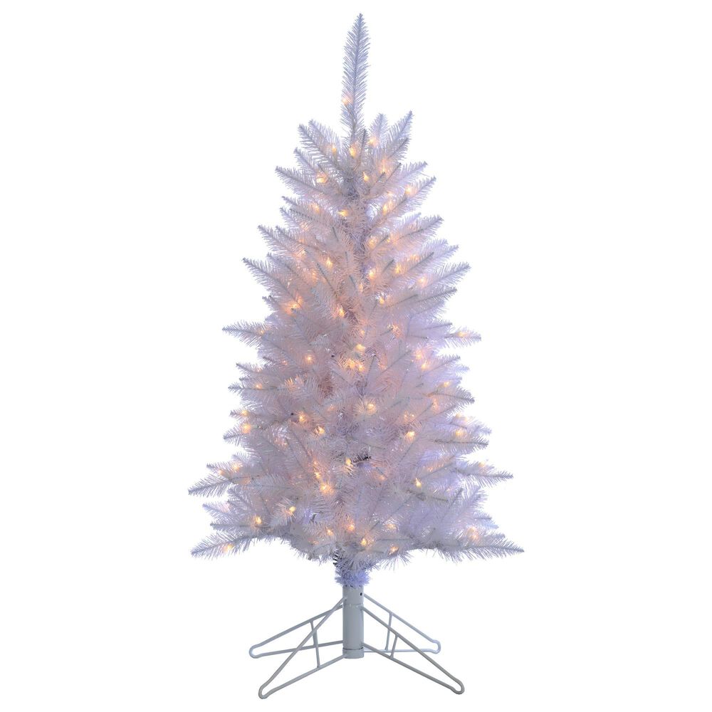 The Gerson Company 4" Pre-Lit Tinsel Artificial Christmas Tree in White, , large