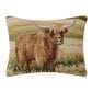 Peking Handicraft Highland Cattle Hooked 16" x 20" Throw Pillow in Brown and Green, , large
