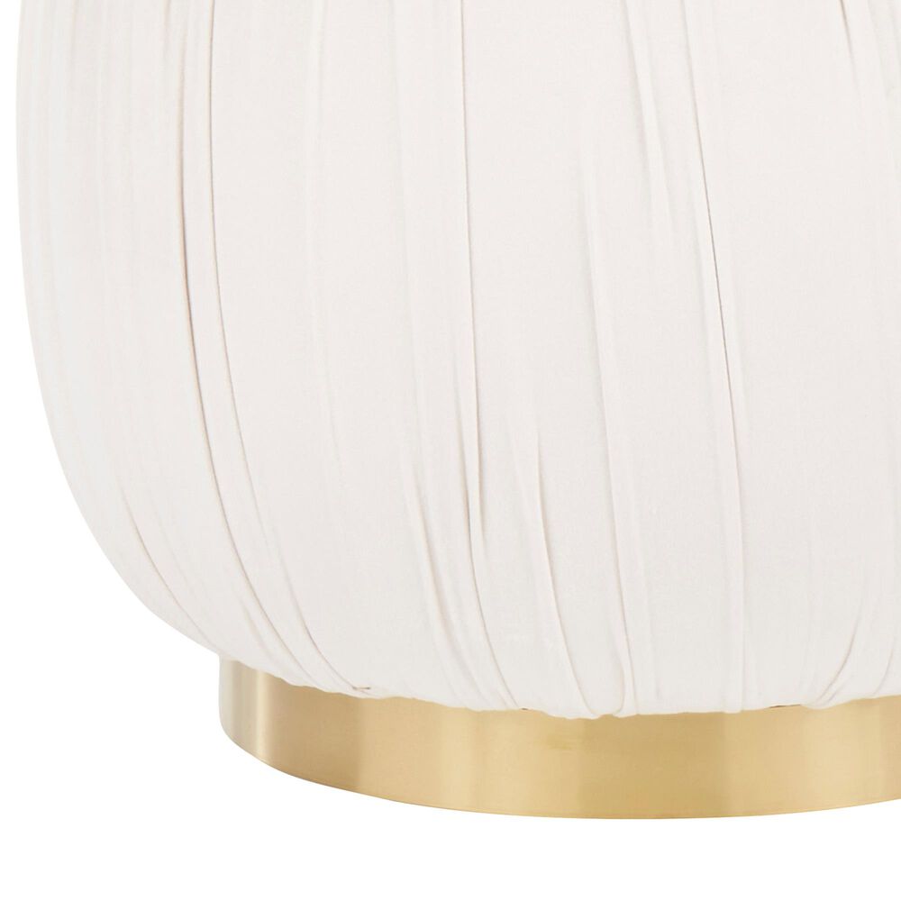 Lumisource Ruched Ottoman in Cream Velvet and Gold, , large