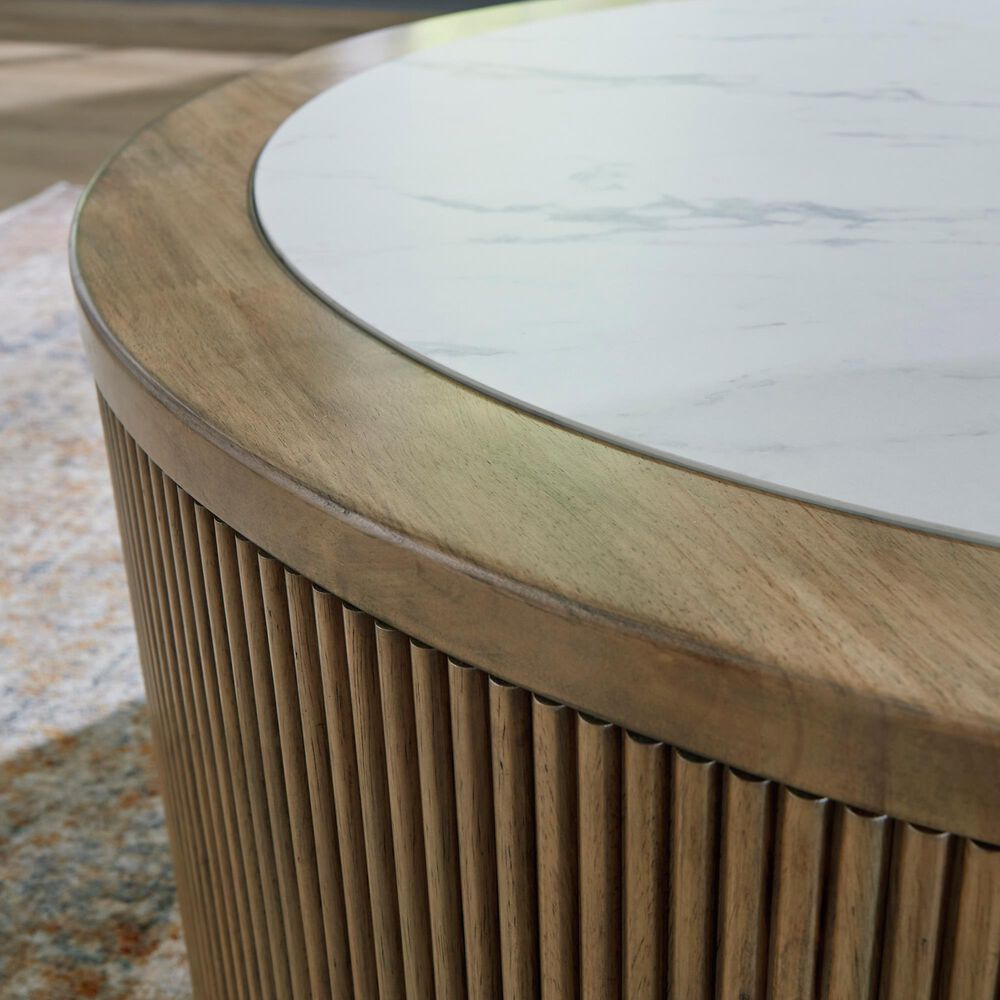 Ashley Camdill Cocktail Table in Light Brown and White, , large