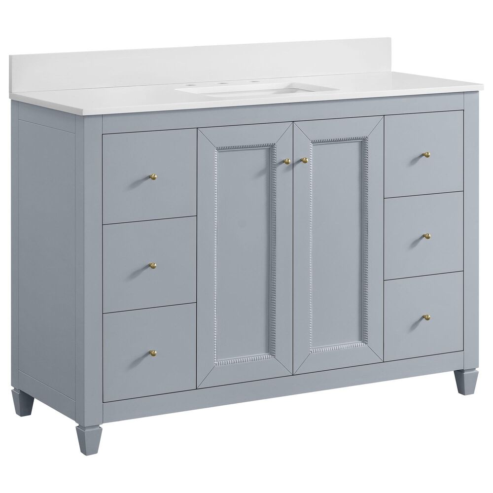 37B Claudine 48" Single Bathroom Vanity in Soft Blue with Glossy White Composite Stone Top and Backsplash, , large
