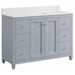 37B Claudine 48" Single Bathroom Vanity in Soft Blue with Glossy White Composite Stone Top and Backsplash, , large