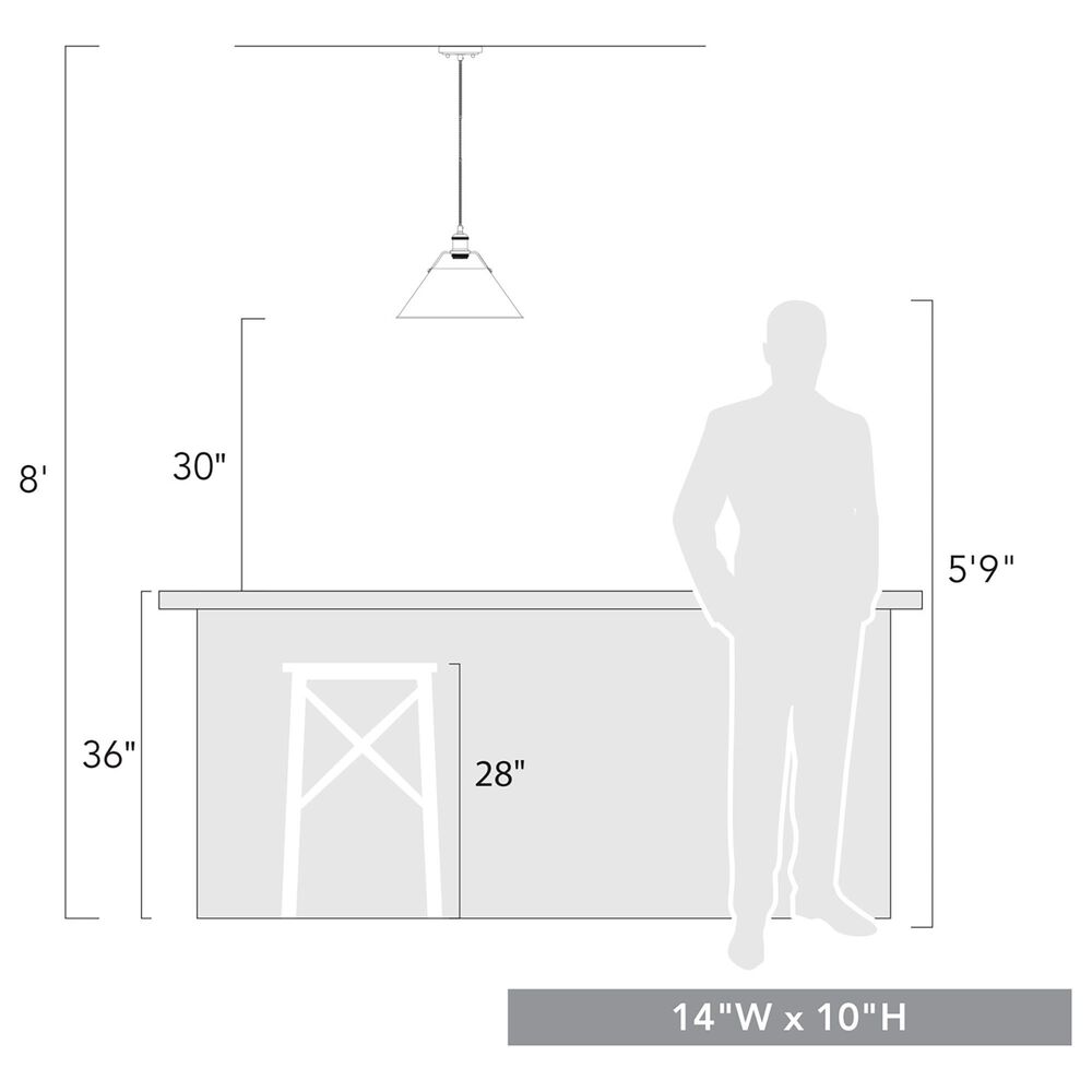 Golden Lighting Orwell 1-Light Large Pendant with Opal Glass Shade in Matte Black, , large