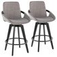 LumiSource Cosmo 26" Swivel Counter Stool with Grey Upholstery in Black (Set of 2), , large