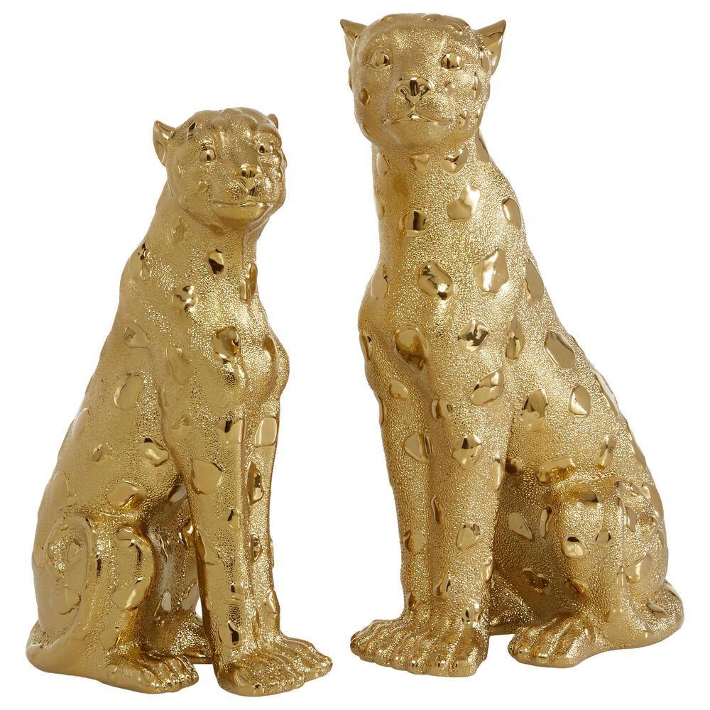 Maple and Jade Glam Porcelain Sculpture in Gold (Set of 2), , large