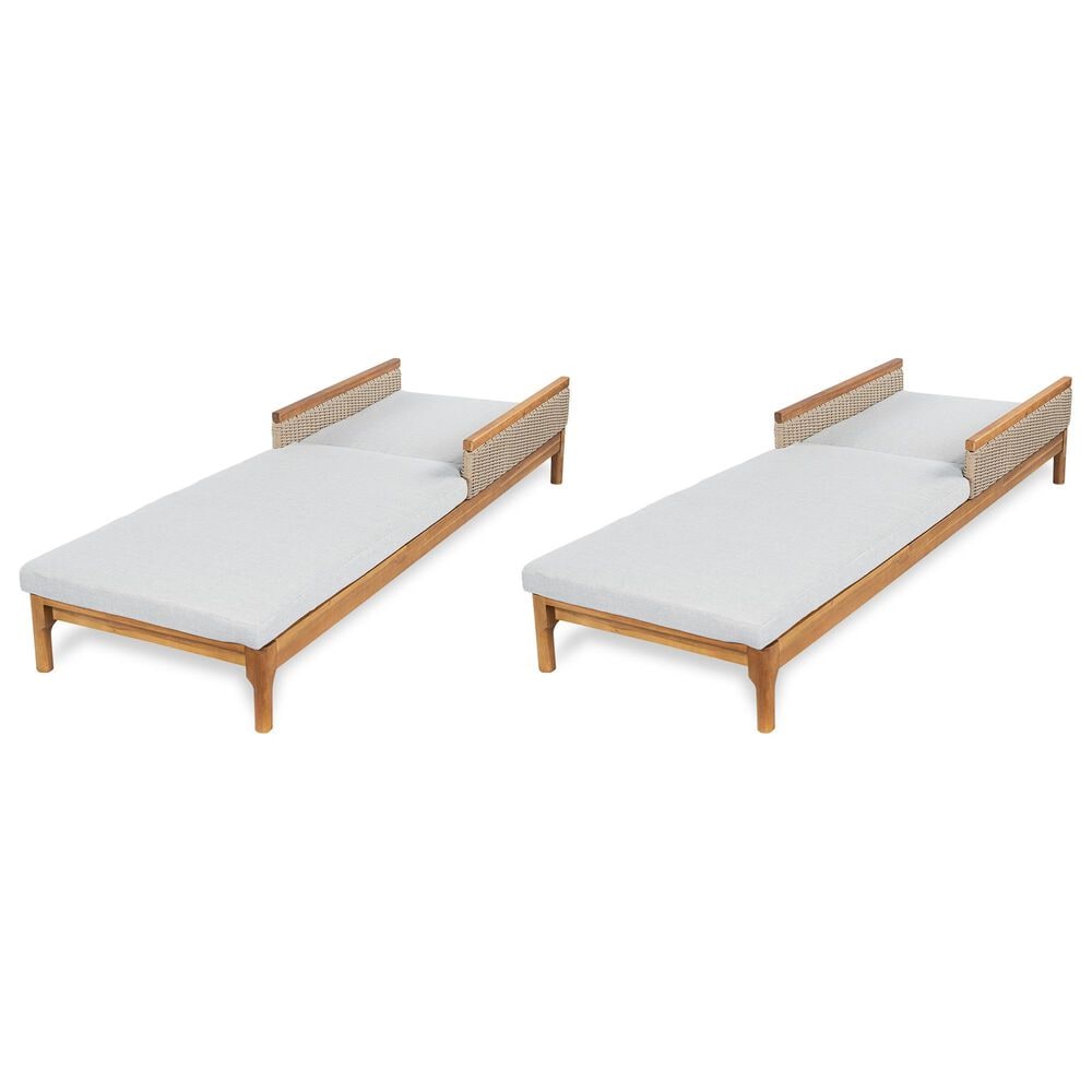 Hearth and Haven Outdoor Chaise Lounge in Light Grey (Set of 2), , large
