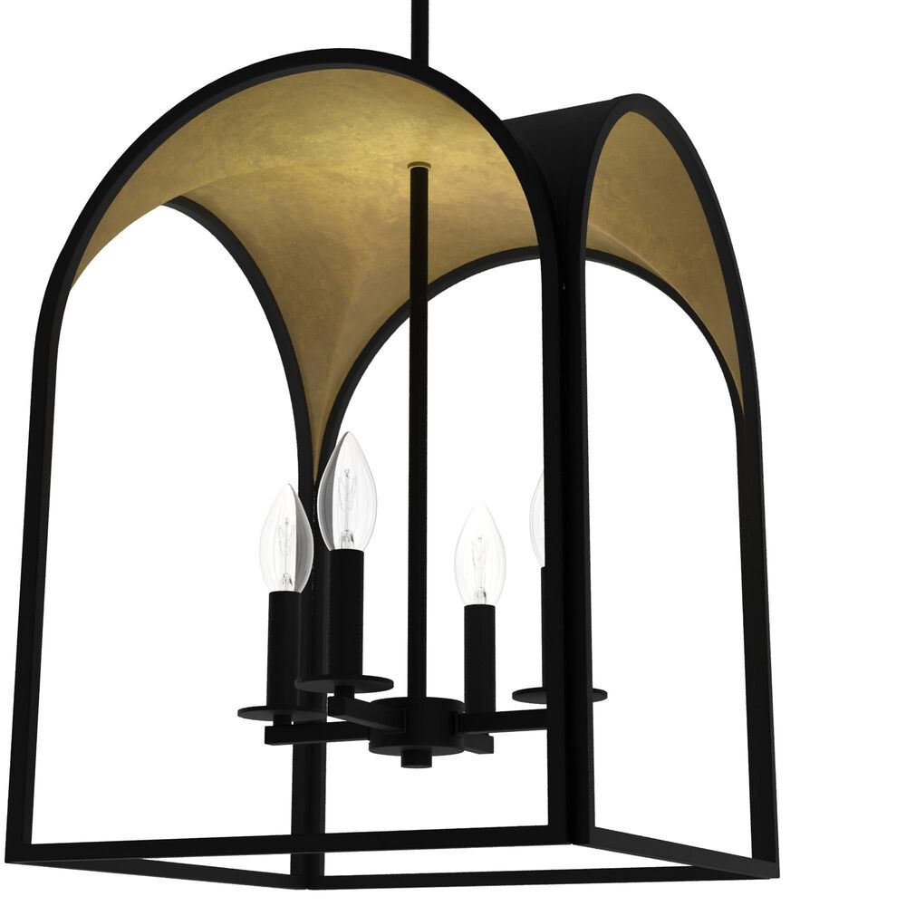 Hunter Dukestown 15" 4-Light Lantern Pendant in Natural Iron and Gold Leaf, , large