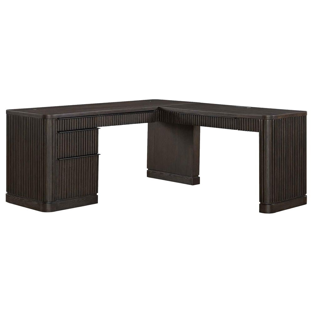 Wycliff Bay Tulane L-Shape Desk with Open Return in Dark Chocolate, , large