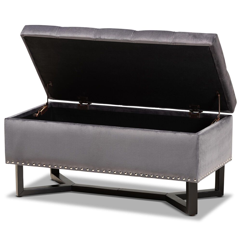 Baxton Studio Esther Storage Ottoman in Grey, , large