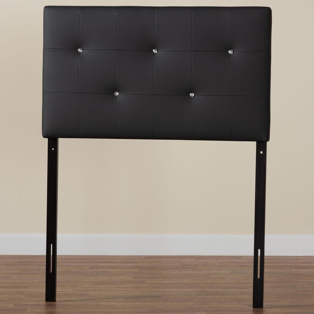 Baxton Studio Kirchem Twin Upholstered Headboard in Black, , large