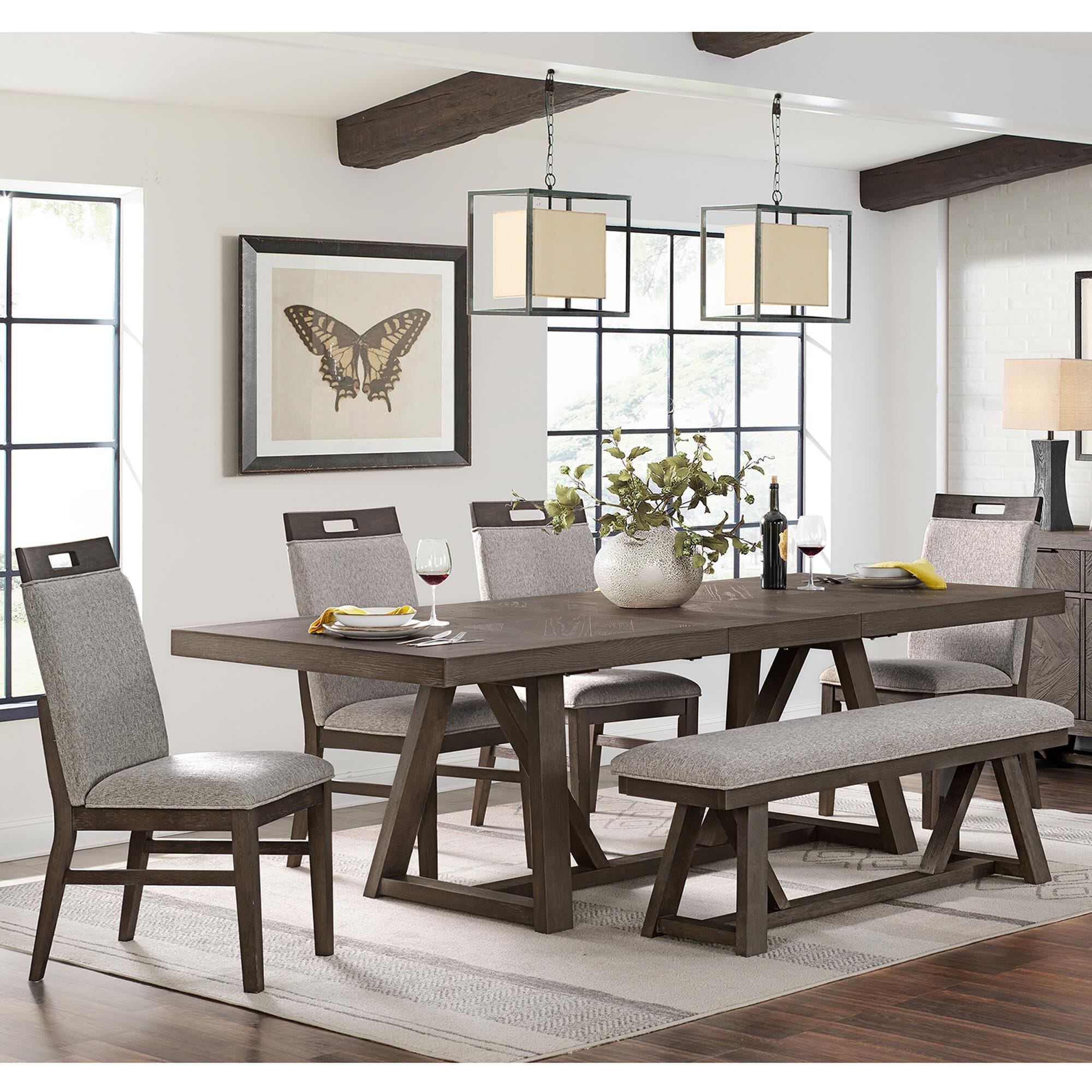 Chevron dining table and bench outlet