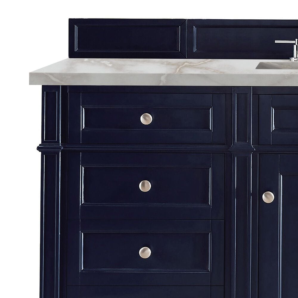 James Martin Vanities Brittany 60" Single Bathroom Vanity in Victory Blue with 3 cm Eternal Jasmine Pearl Silestone Top, Rectangular Sink and FreePower Wireless Charger, , large