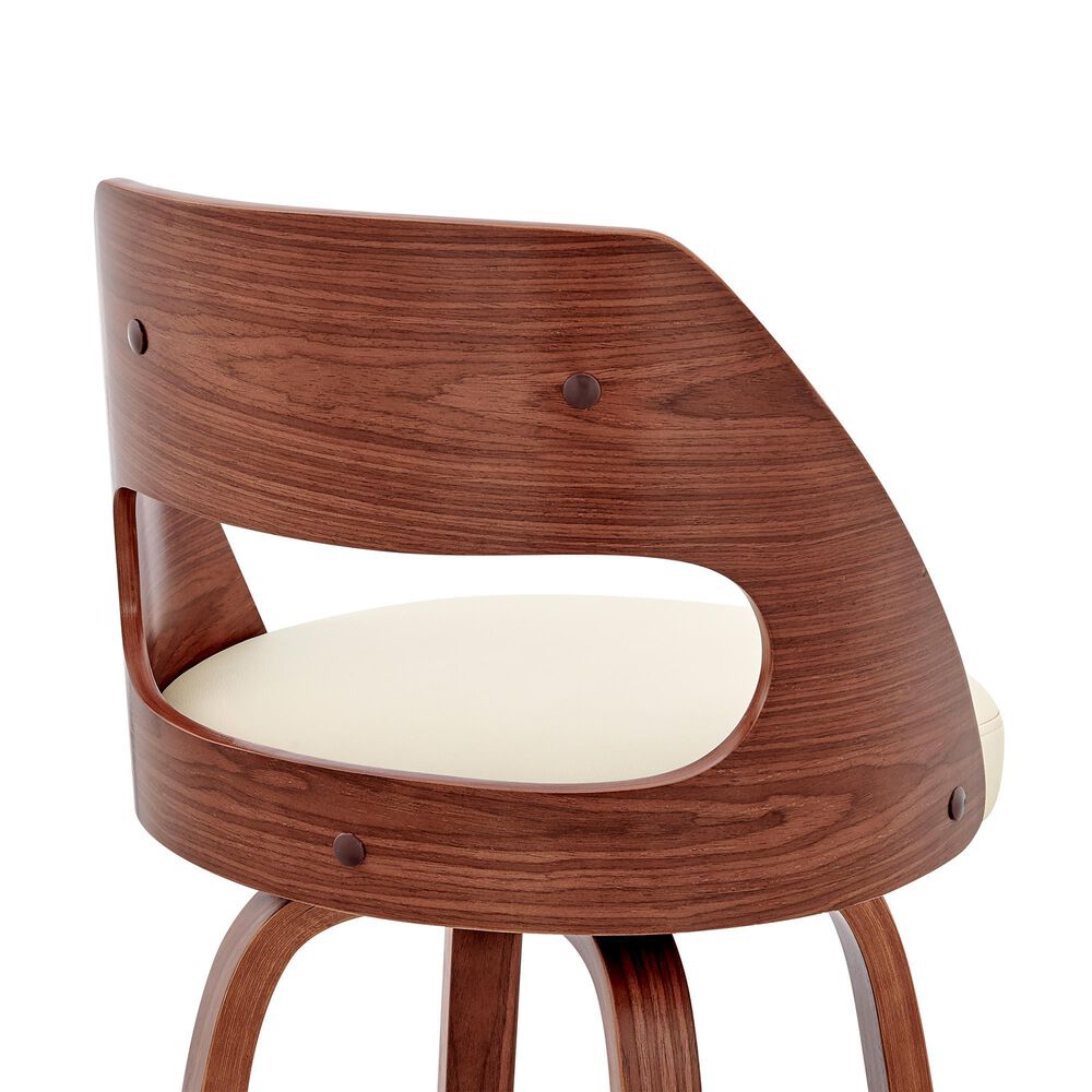 Armen Living Julius 30&quot; Swivel Barstool in Cream and Walnut, , large