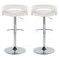 LumiSource Grotto Swivel Adjustable Bar Stool with White Velvet Upholstery in Chrome (Set of 2), , large