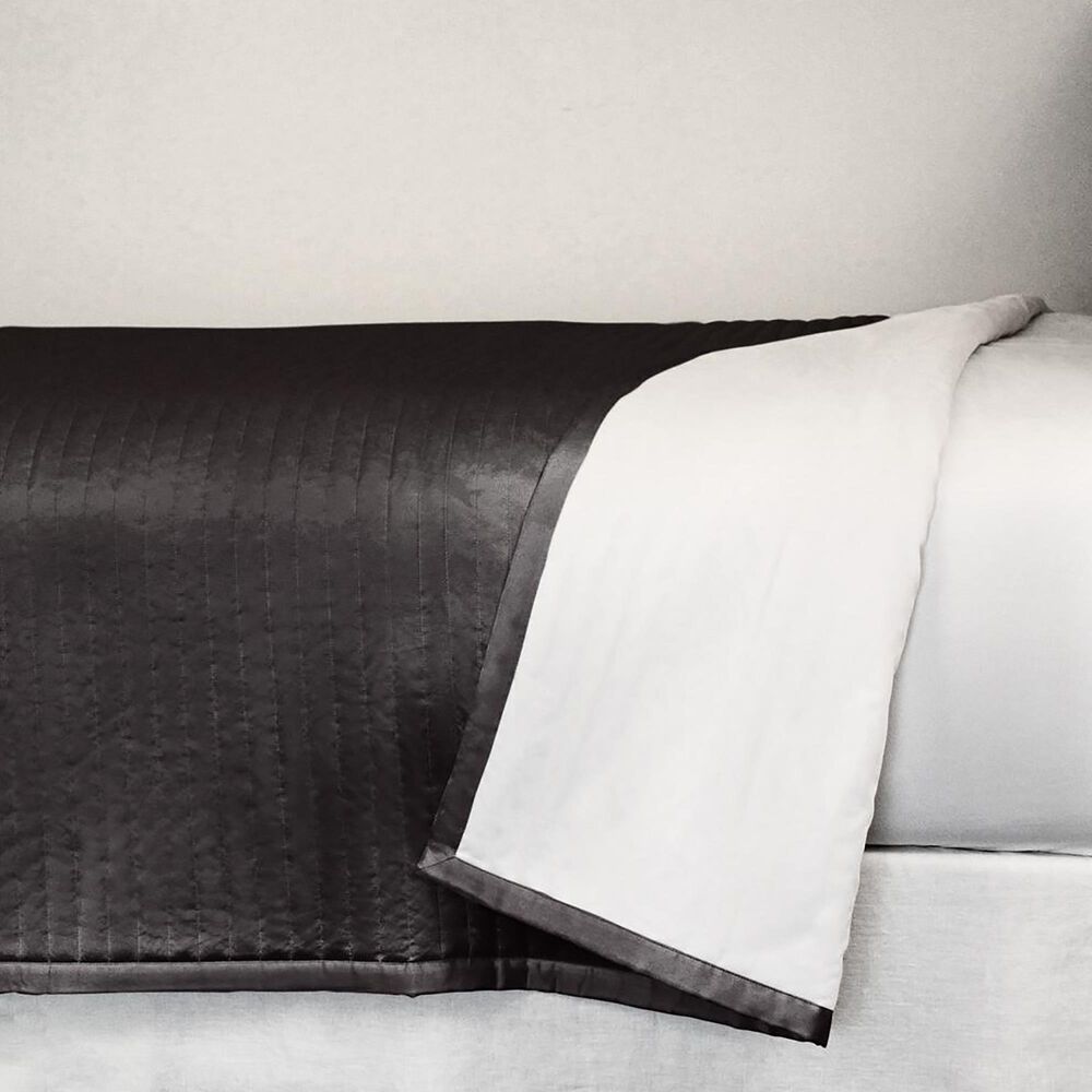 Ann Gish Charmeuse Channel Queen Quilt Coverlet in Charcoal, , large