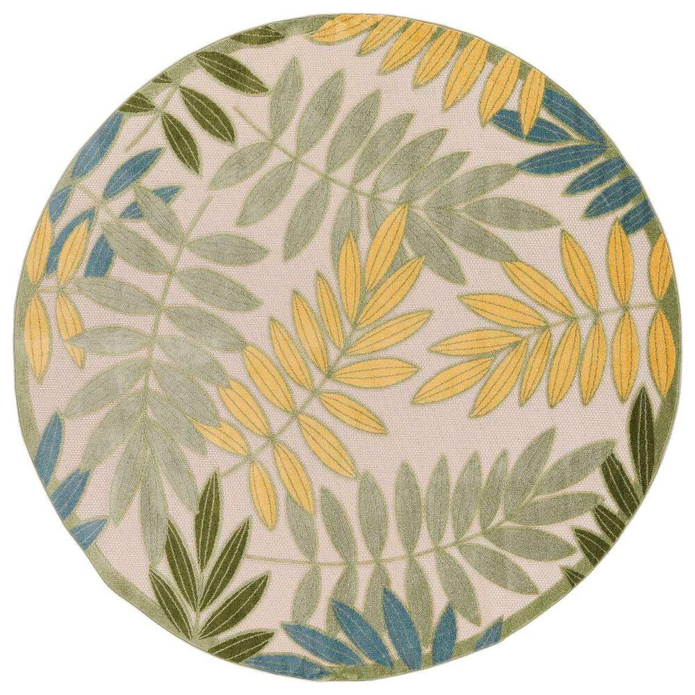 Nourison Aloha Nature 7"10" Round Green and Multicolor Indoor/Outdoor Area Rug, , large