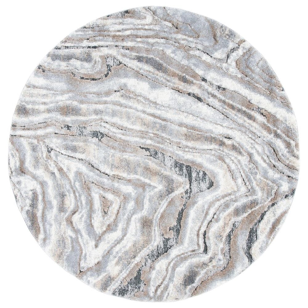 Safavieh Cyrus Shag 6"7" Round Beige and Grey Area Rug, , large