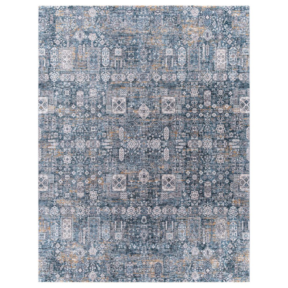 Surya Cardiff CDF-2309 Blue, Deep Teal, Medium Gray, Light Gray, Camel and Charcoal 2' x 2'11" Area Rug, , large