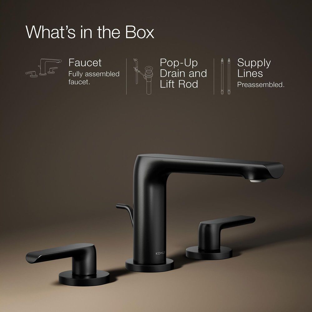 Kohler Avid Widespread Bathroom Sink Faucet in Matte Black, , large