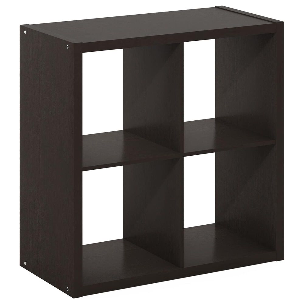 HOMLUX 4-Cube Reversible Open Back Bookshelf in Dark Oak, , large