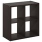 HOMLUX 4-Cube Reversible Open Back Bookshelf in Dark Oak, , large