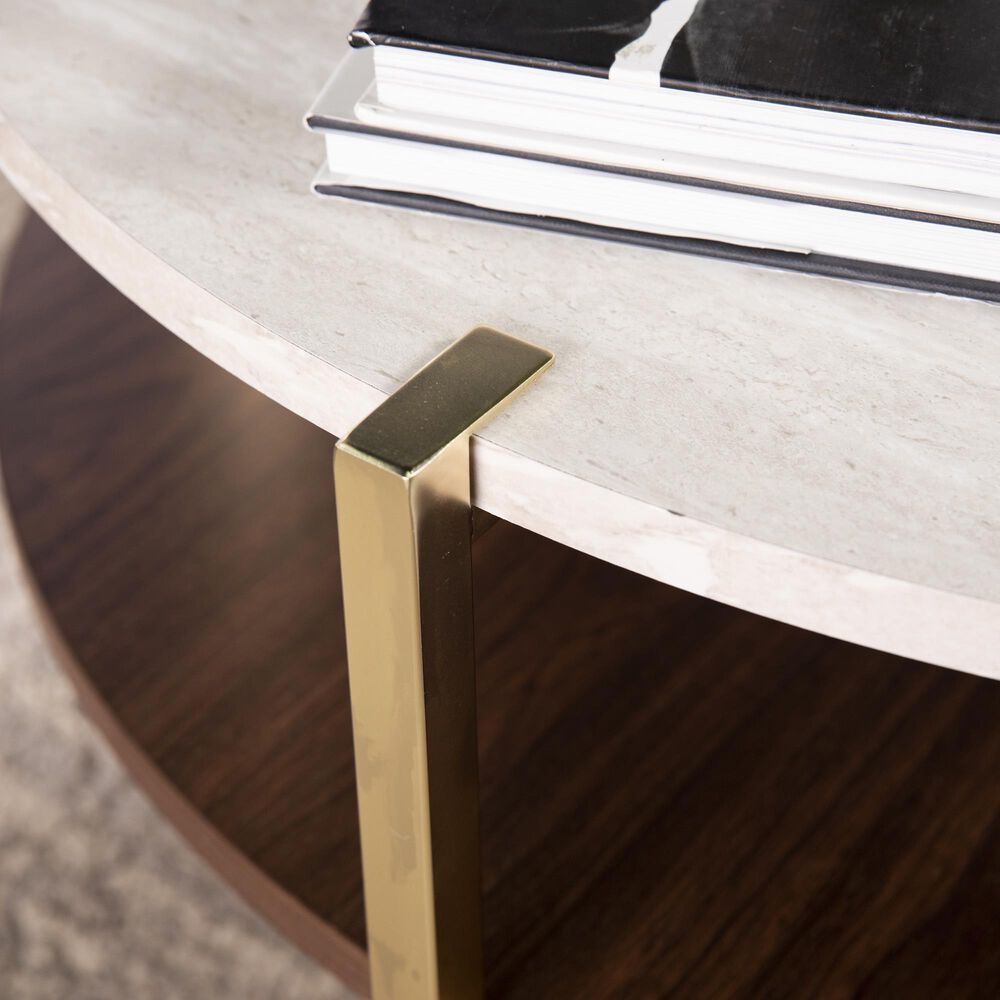 Southern Enterprises Ardmillan Coffee Table in Brass, Tobacco, and White, , large