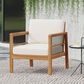 Hearth and Haven Outdoor Acacia Wood Club Chair with Beige Cushions and Slat Panel in Teak, , large