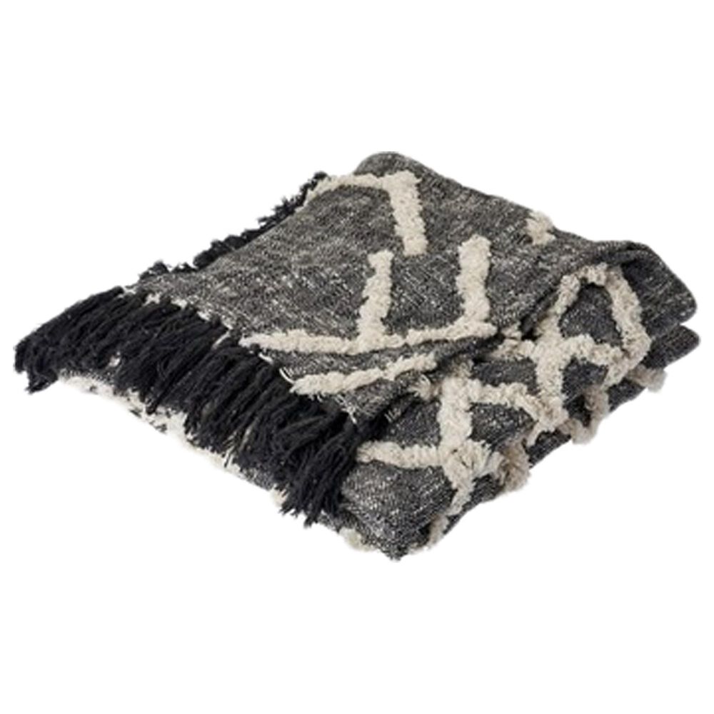 L.R. RESOURCES 50" x 60" Throw Blanket in Black and White, , large