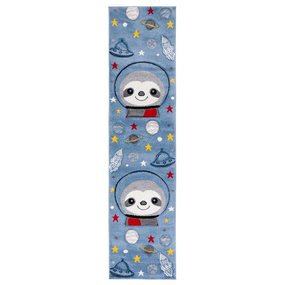 Safavieh Carousel Outer Space 2" x 8" Blue and Grey Kids Runner, , large
