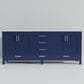 Lexora Home Jacques 80" Double Bathroom Vanity in Navy Blue with 2 cm White Quartz Top and Rectangular Sinks, , large
