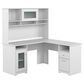 Bush Cabot 60" L-Shaped Desk with Hutch and Storage in White, , large
