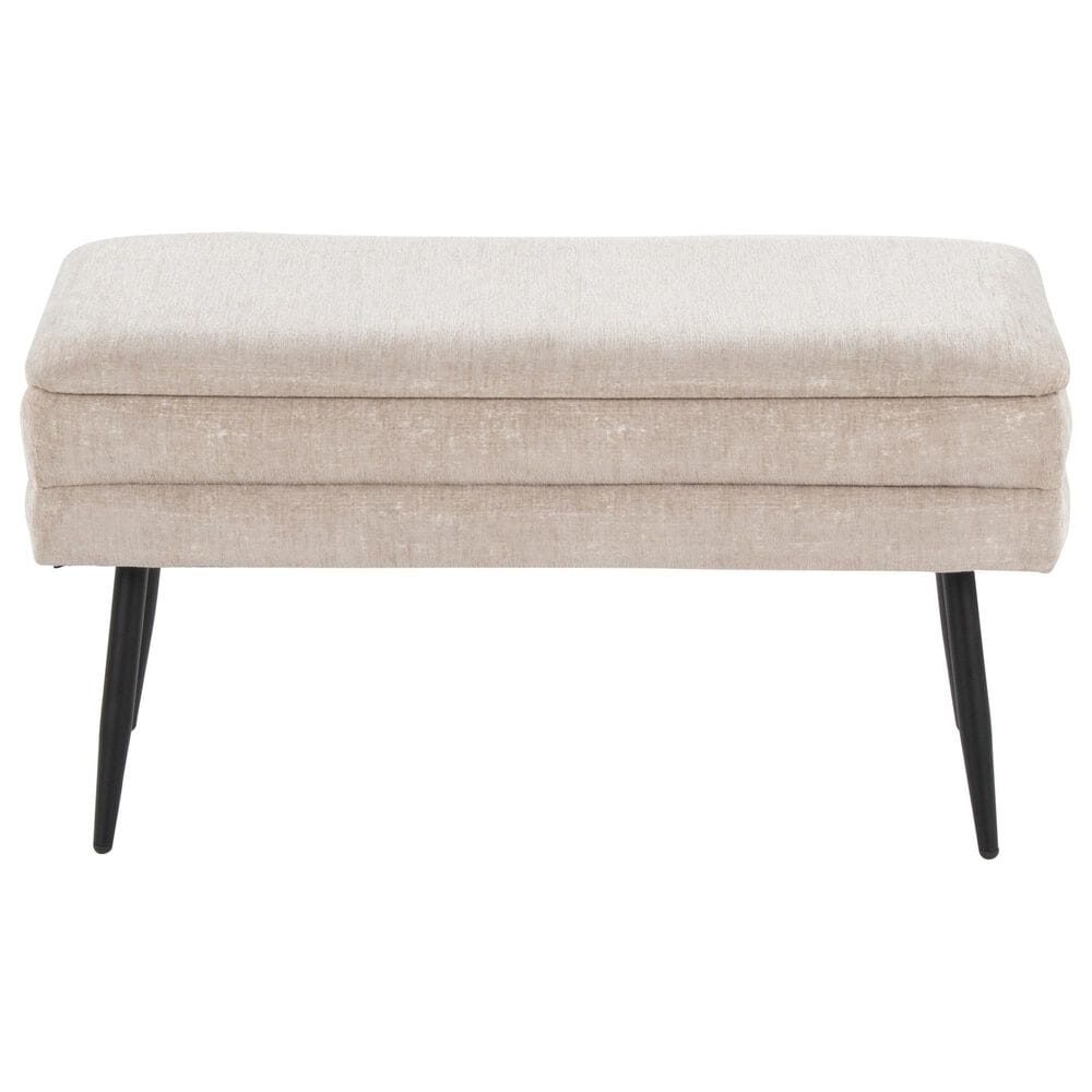 Lumisource Neapolitan Storage Bench with Light Brown Cushion in Black, , large