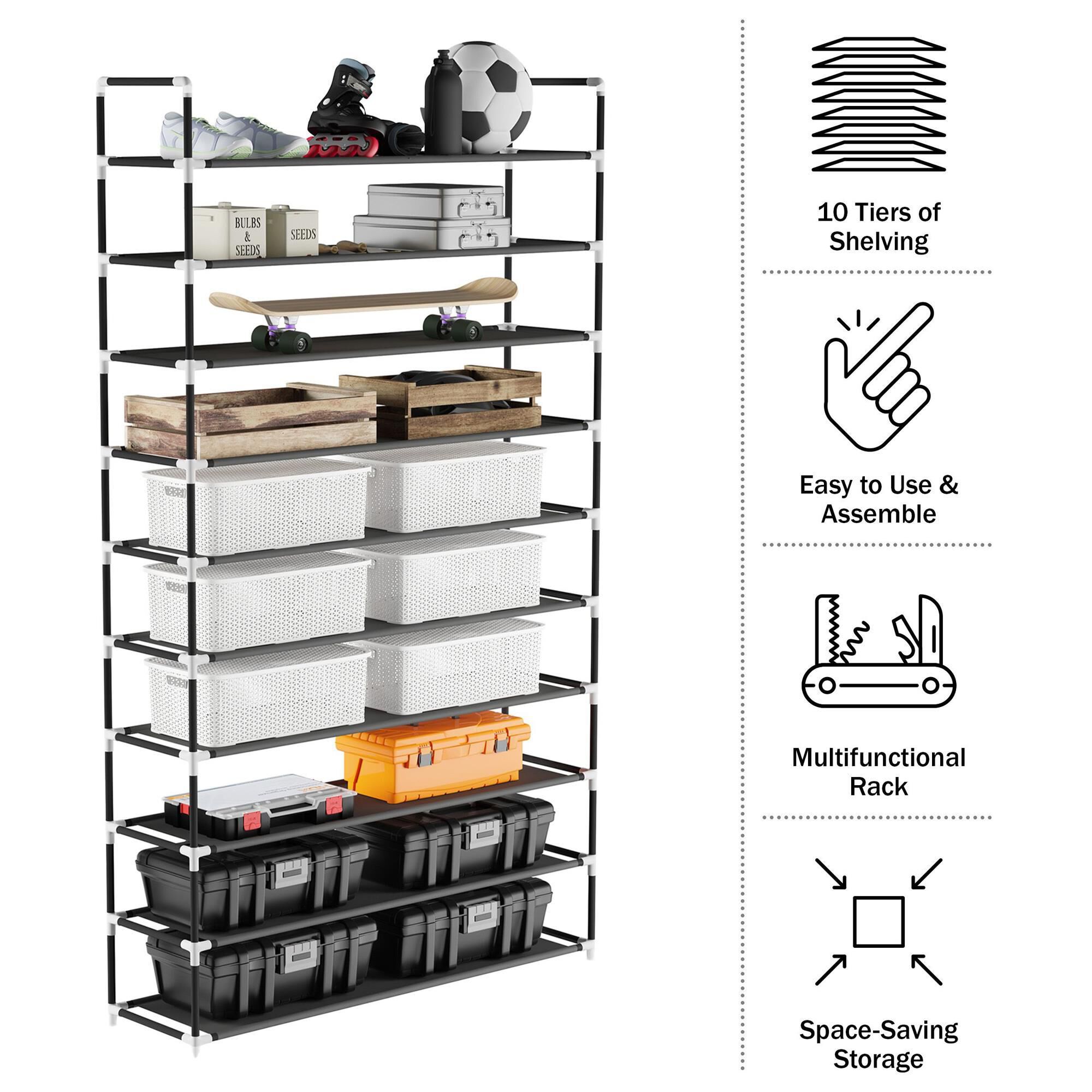 Timberlake 10 Tier Shoe Rack in Black NFM