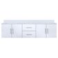 Lexora Home Geneva 72" Double Bathroom Vanity in Glossy White with 2 cm White Cultured Marble Top and Rectangular Sinks, , large