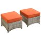 HOMLUX 2-Piece Outdoor Wicker Ottoman Set with Cushion in Coarse Textured Orange, , large