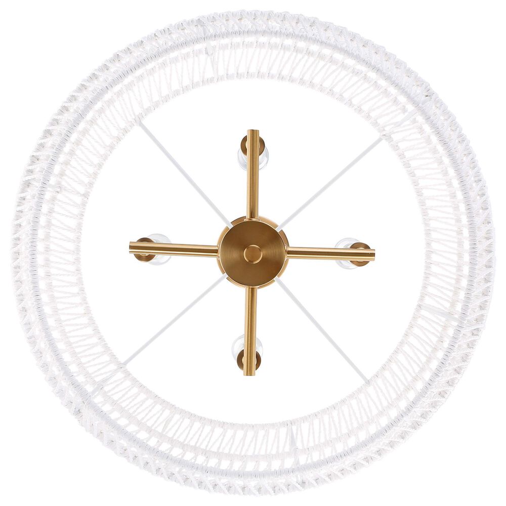 Golden Lighting Ellie 4-Light Chandelier with Bleached White Raphia Rope Shade in Modern Brushed Gold, , large