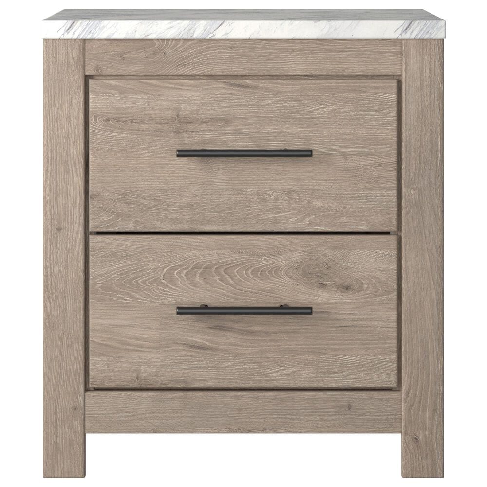 Ashley Senniberg 2 Drawer Nightstand in Light Brown and White, , large