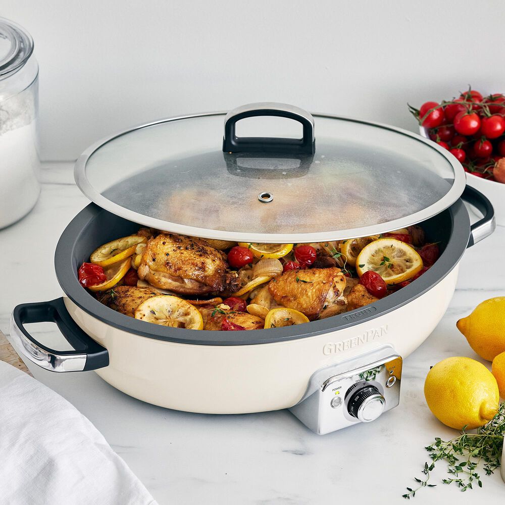 Green Pan Elite 21" Oval Electric Skillet in Cloud Cream, , large