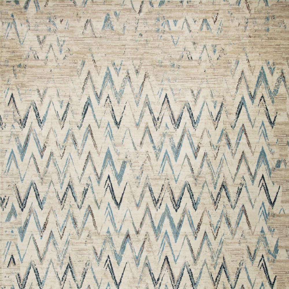 Kas Oriental Rugs Heritage Chevron 2&#39;2&quot; x 7&#39;11&quot; Ivory and Blue Runner, , large