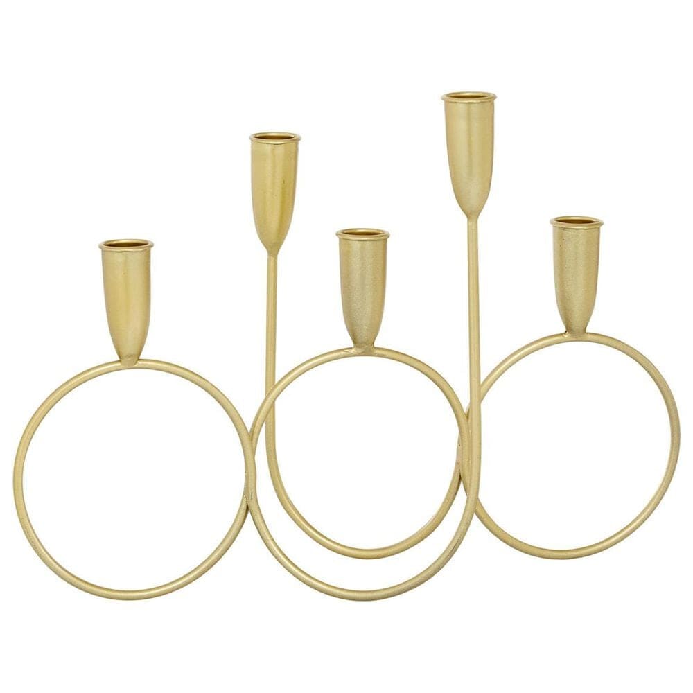 Maple and Jade Metal Decorative Candelabra in Polished Gold, , large